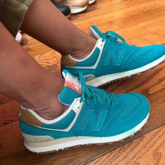 New Balance Shoes New Balance 574 Aqua Blue Sneakers 85 Poshmark